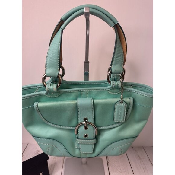 Vintage Coach Blue Soho Canvas & Leather Tote Buckle Front Flap L043-1881 VGUC* - Picture 2 of 7